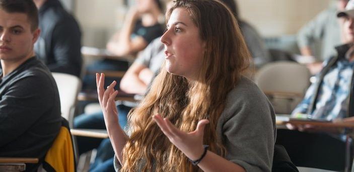 Students participating in class discussion